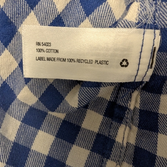 GAP Boyfriend Gingham Check Blue Breezy Tailored Button Down Shirt XS - Picture 10 of 11
